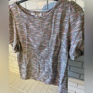 Loft Multicolored Puff Sleeve Top Size M